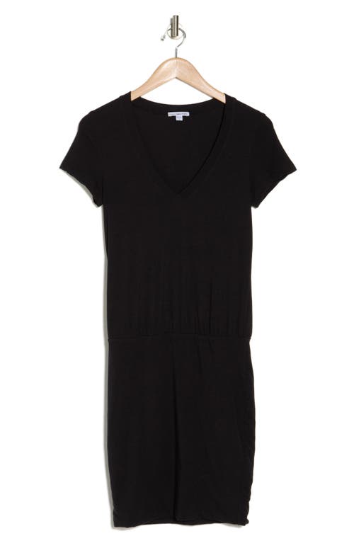 Shop James Perse V-neck T-shirt Dress In Black