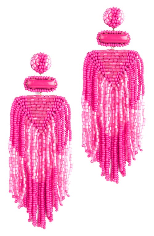 Jody Beaded Statement Earrings in Hot Pink