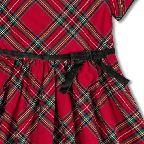 Shop Hope & Henry Baby Girls' Puff Sleeve Party Dress, Infant In Red Holiday Tartan