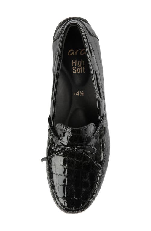 Ara Amarillo Leather Driving Shoe In Glossy Black