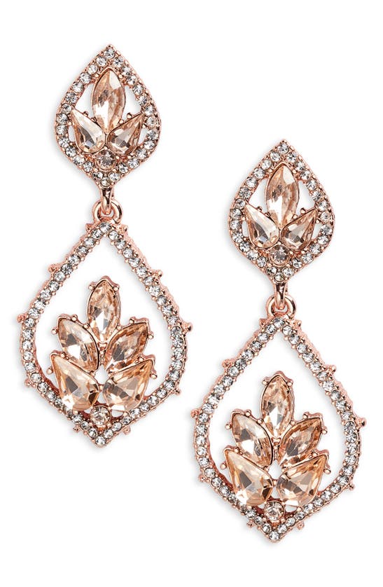 Marchesa Polished & Poised Crystal Drop Earrings In Rgld/ Silk