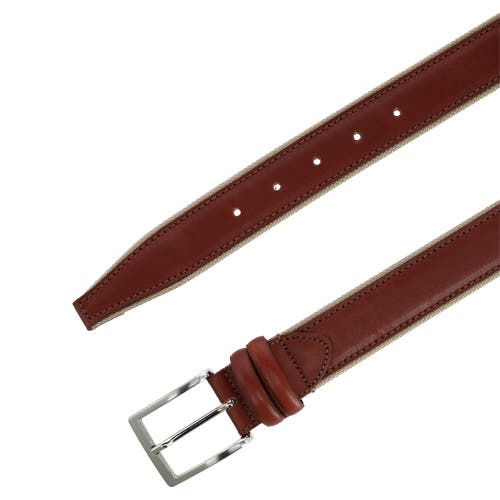 Shop Trafalgar The Back Nine 35mm Full Grain Leather With Nylon Lining Casual Golf Belt In Cognac With Tan Lining