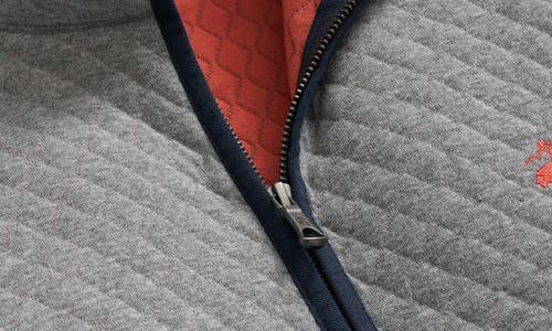 Shop Brooks Brothers Knit Diamond Quilted Half Zip In Gray/orange