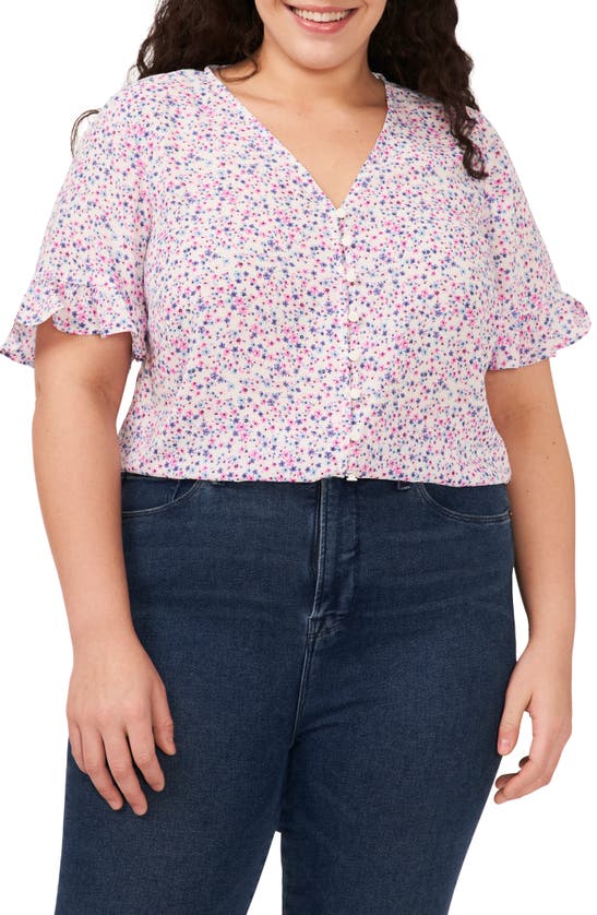 Shop Cece Floral Print Top In New Ivory