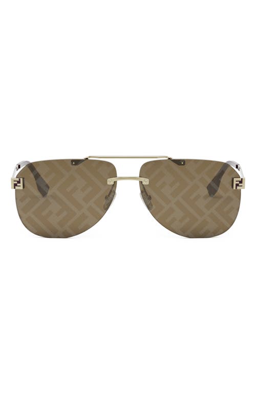 The Fendi Sky 61mm Pilot Sunglasses in Gold /Brown Mirror 