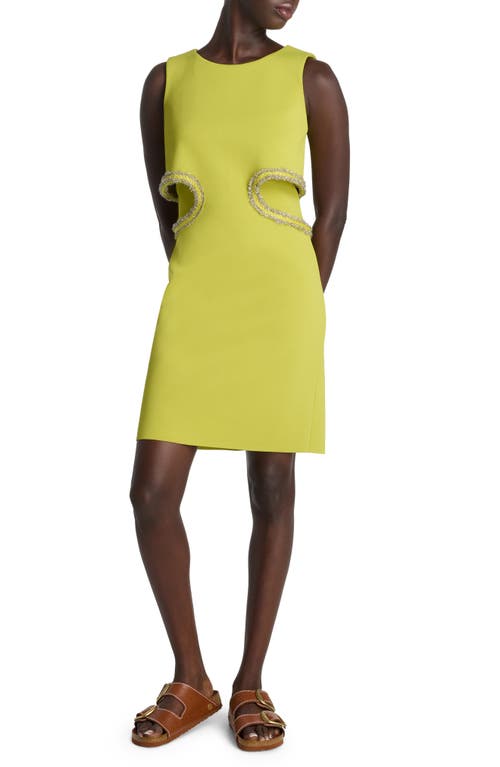 Cutout Detail Sleeveless Milano Knit Shift Dress in Chartreuse