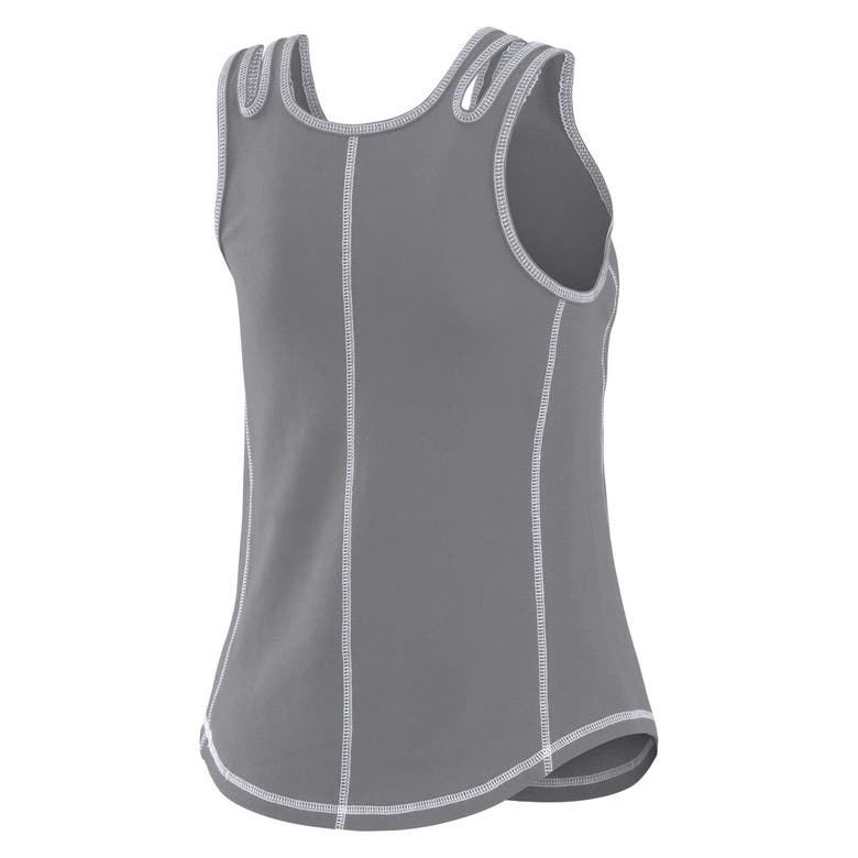 Shop Wear By Erin Andrews Gray New York Yankees Contrast Stitch Tank Top