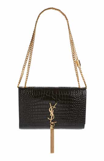 Saint Laurent Kate Medium Tassel YSL Crossbody Bag in Croc-Embossed Leather