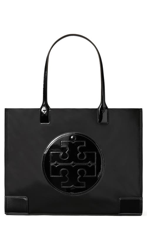 Small Ella Patent Tote Bag in Black