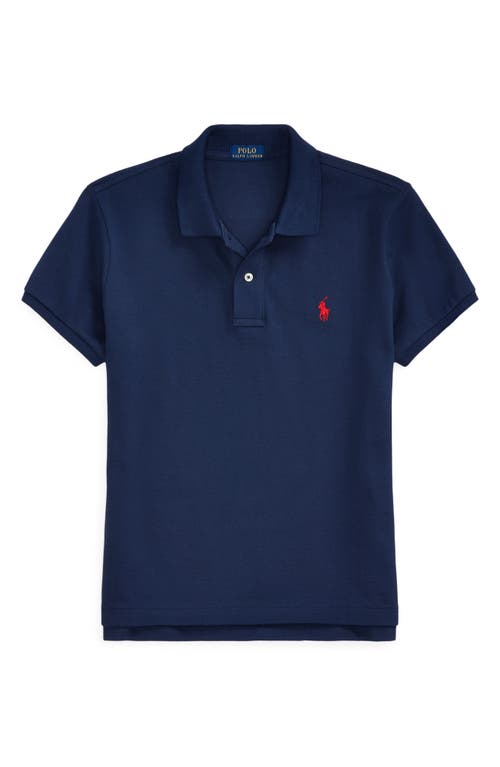 Shop Polo Ralph Lauren Classic Fit Piqué Polo In Newport Navy/red Pp