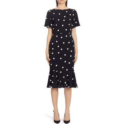 Dolce & gabbana Polka Dot Stretch Silk Charmeuse Dress, US / 44 IT - Black