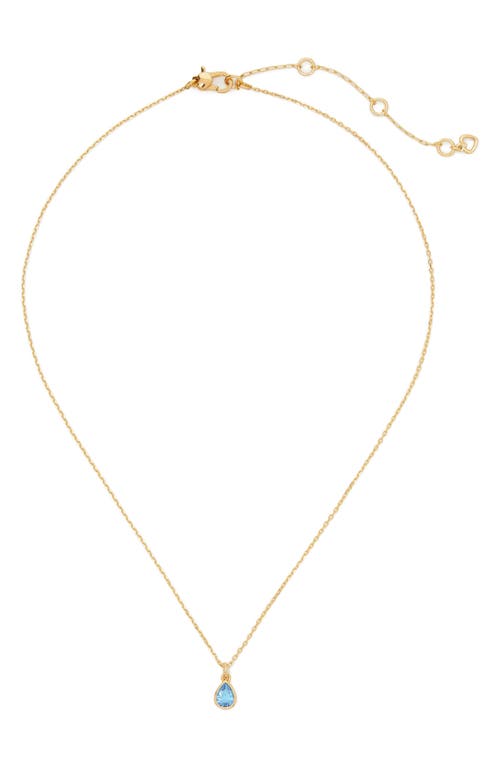 Shop Kate Spade New York Bubbly Bezel Mini Pendant Necklace In Blue Gold.