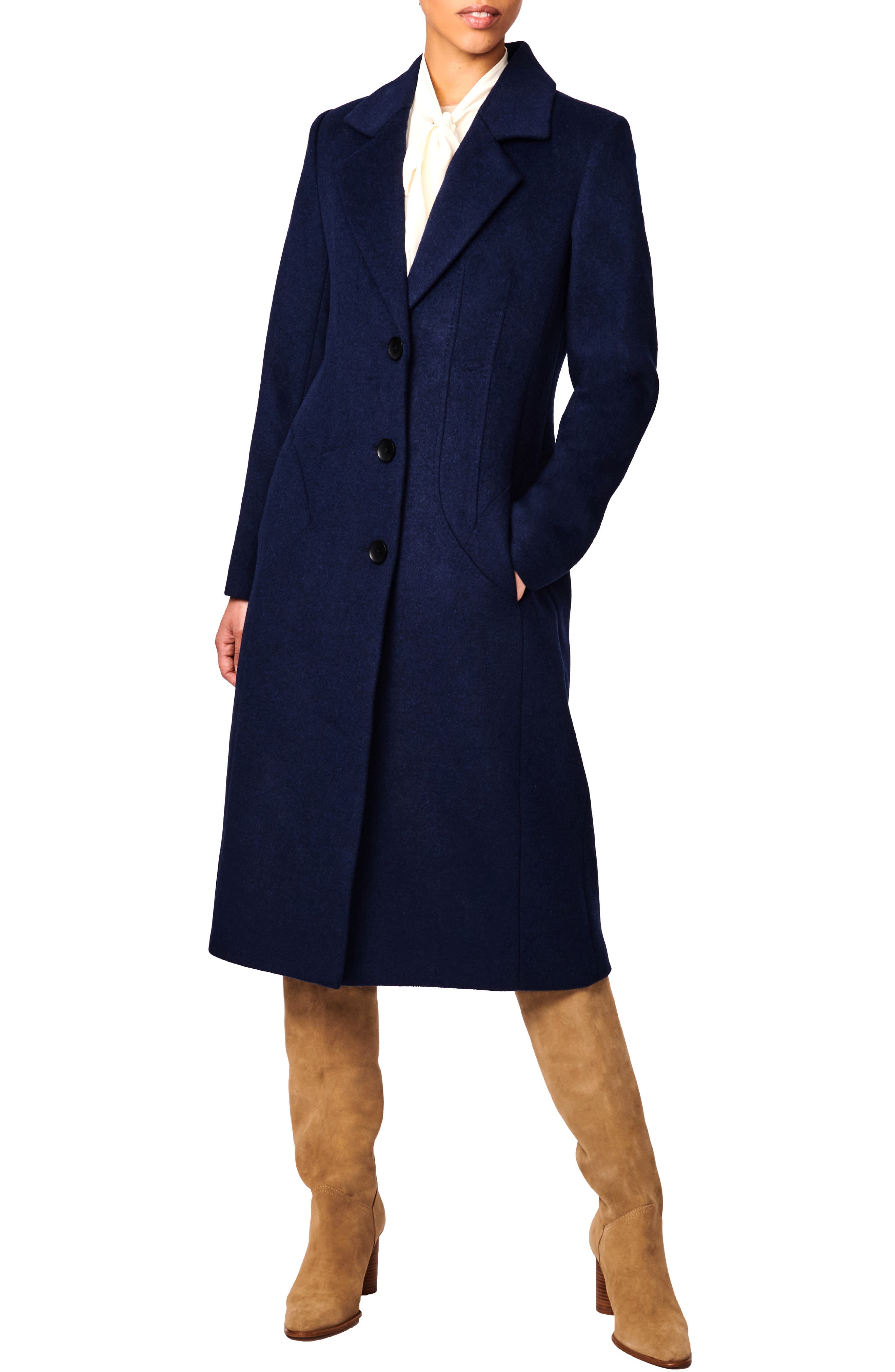 Blue Womens Clothing Coats Short coats Fabiana Filippi Wool Coat in Blue,Black - Save 45% 