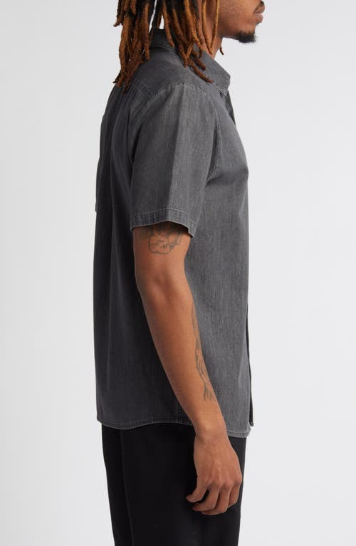 Shop Volcom Date Knight Short Sleeve Button-up Shirt In Stealth