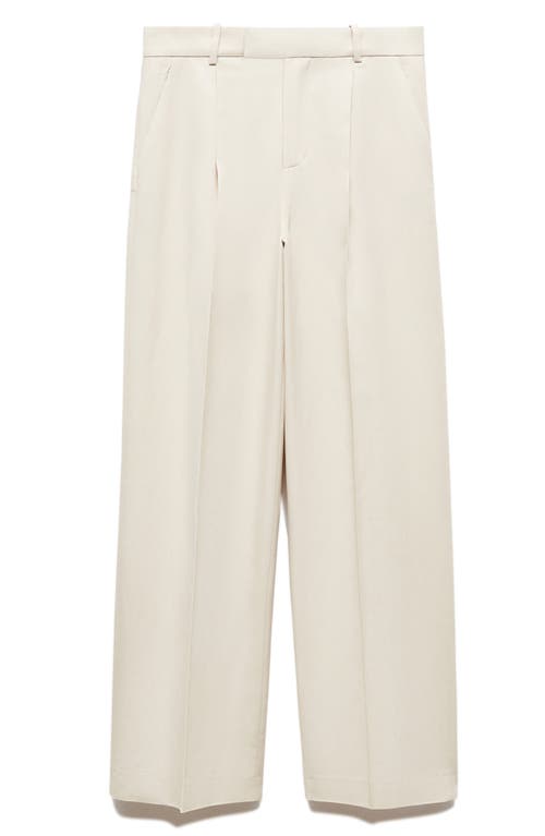 Mango Pleat Front Wide Leg Suit Pants In Light Pastel Grey