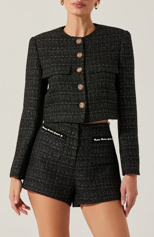 ASTR the Label Tweed Crop Jacket in Black Tweed 