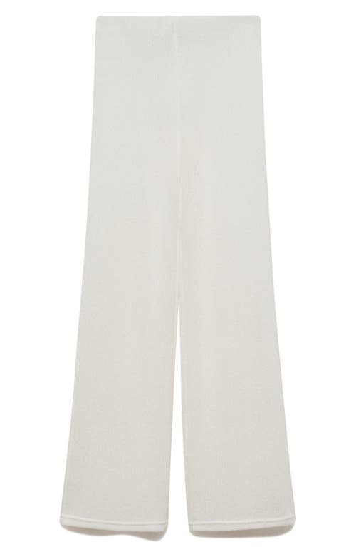 Shop Mango Knit Straight Leg Pants In White