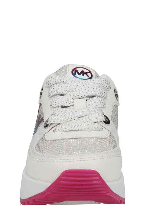 Shop Michael Michael Kors Cosmo Sneaker In White/rainbow/multi