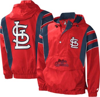 Men's Starter Red St. Louis Cardinals Impact Hoodie Half-Zip Jacket