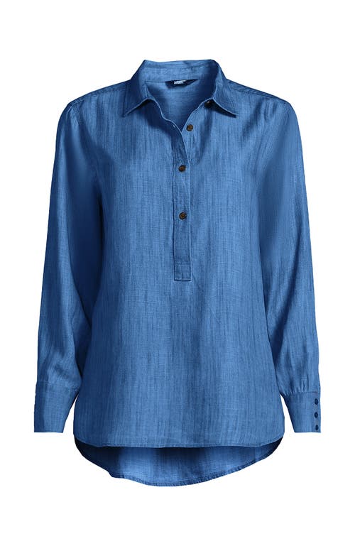 Shop Lands' End Tencel Fibers Twill Popover Shirt In Soft Indigo