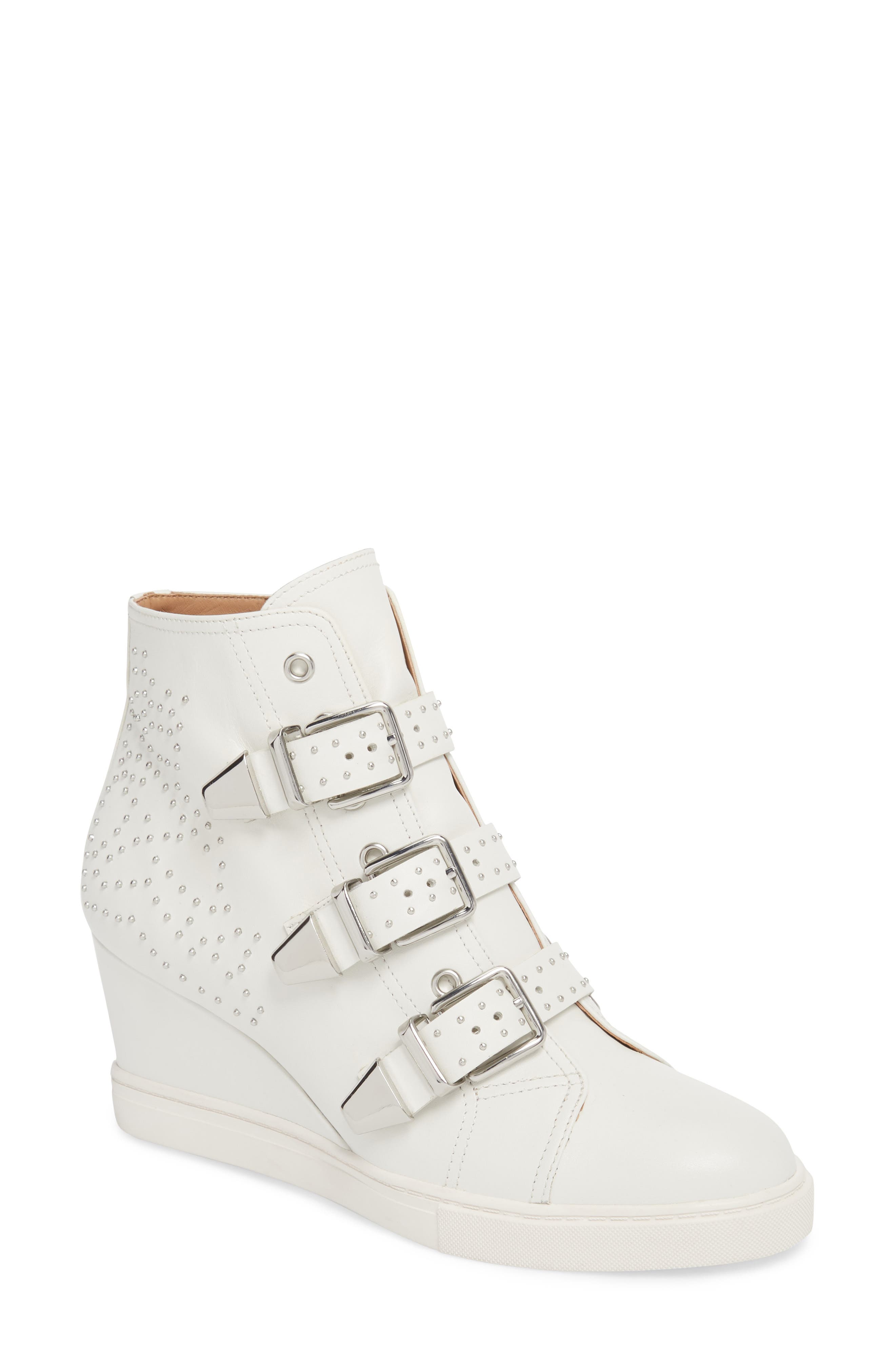 Linea Paolo Fawn Wedge Sneaker- White