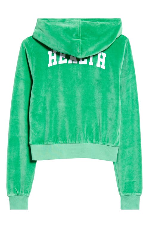 Shop Sporty And Rich Sporty & Rich Health Cotton Velour Graphic Zip-up Hoodie In Verde