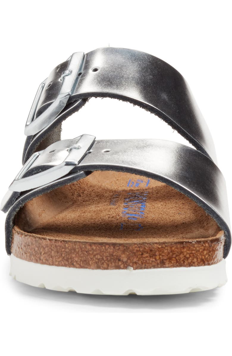 Birkenstock Arizona Soft Footbed Sandal, Alternate, color, Metallic Silver Leather