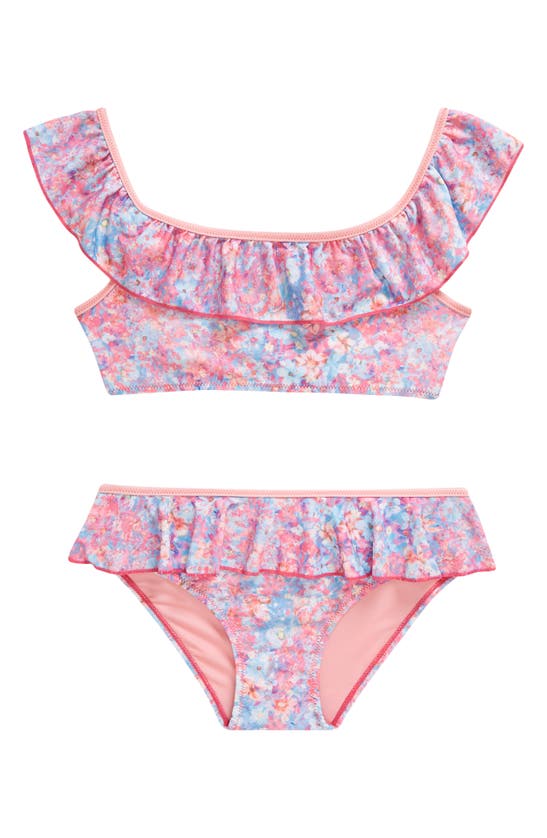 Shop Boardies Kids' Ditzy Ruffle Two-piece Swimsuit In Pink Multi