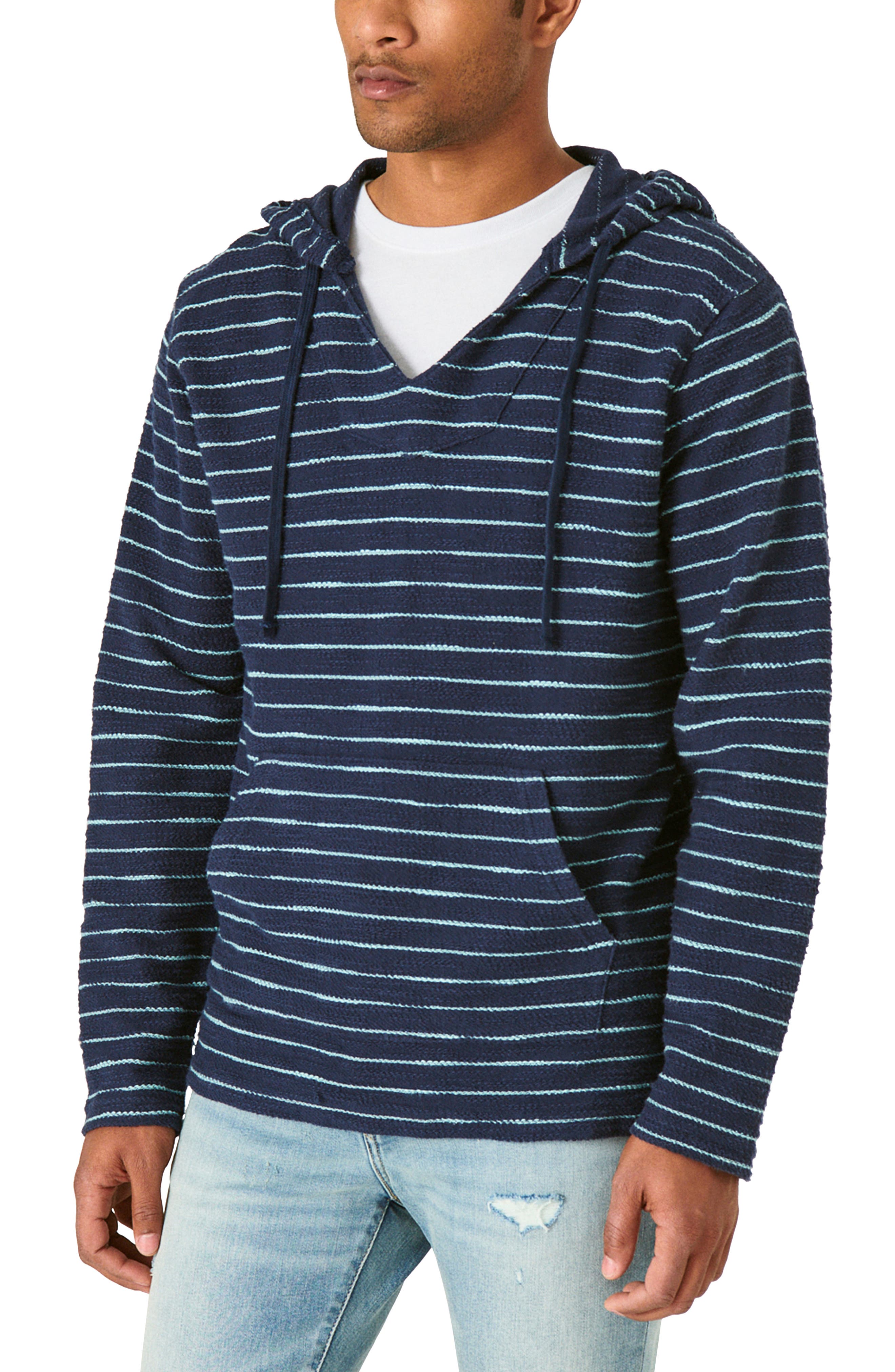 Lucky Brand Baja Stripe Pullover Hoodie 