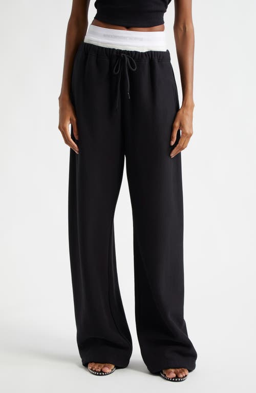 Alexander Wang High Waisted Pleated Pant With Logo Elastic Clothing In Faded Black