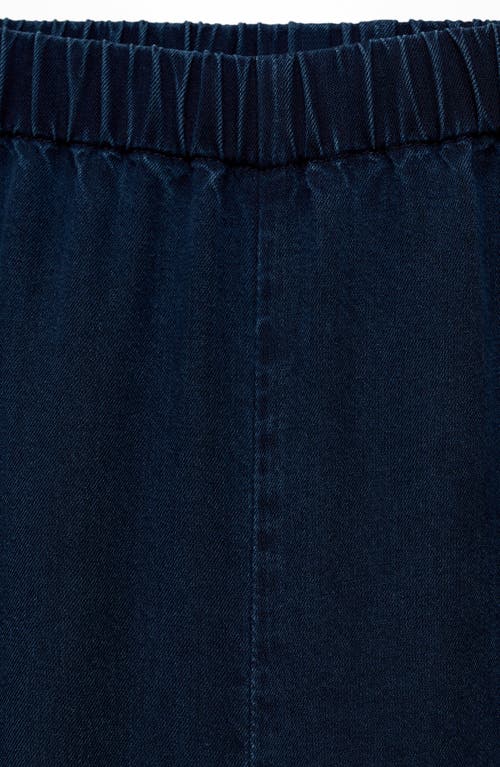 Mango Pull-on Wide Leg Pants In Dark Blue