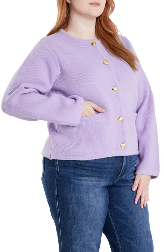 Shop English Factory Pocket Cardigan In Lilac