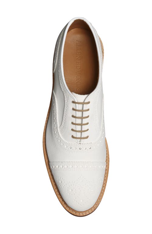Allen Edmonds Strandmok Cap Toe Oxford In White Suede