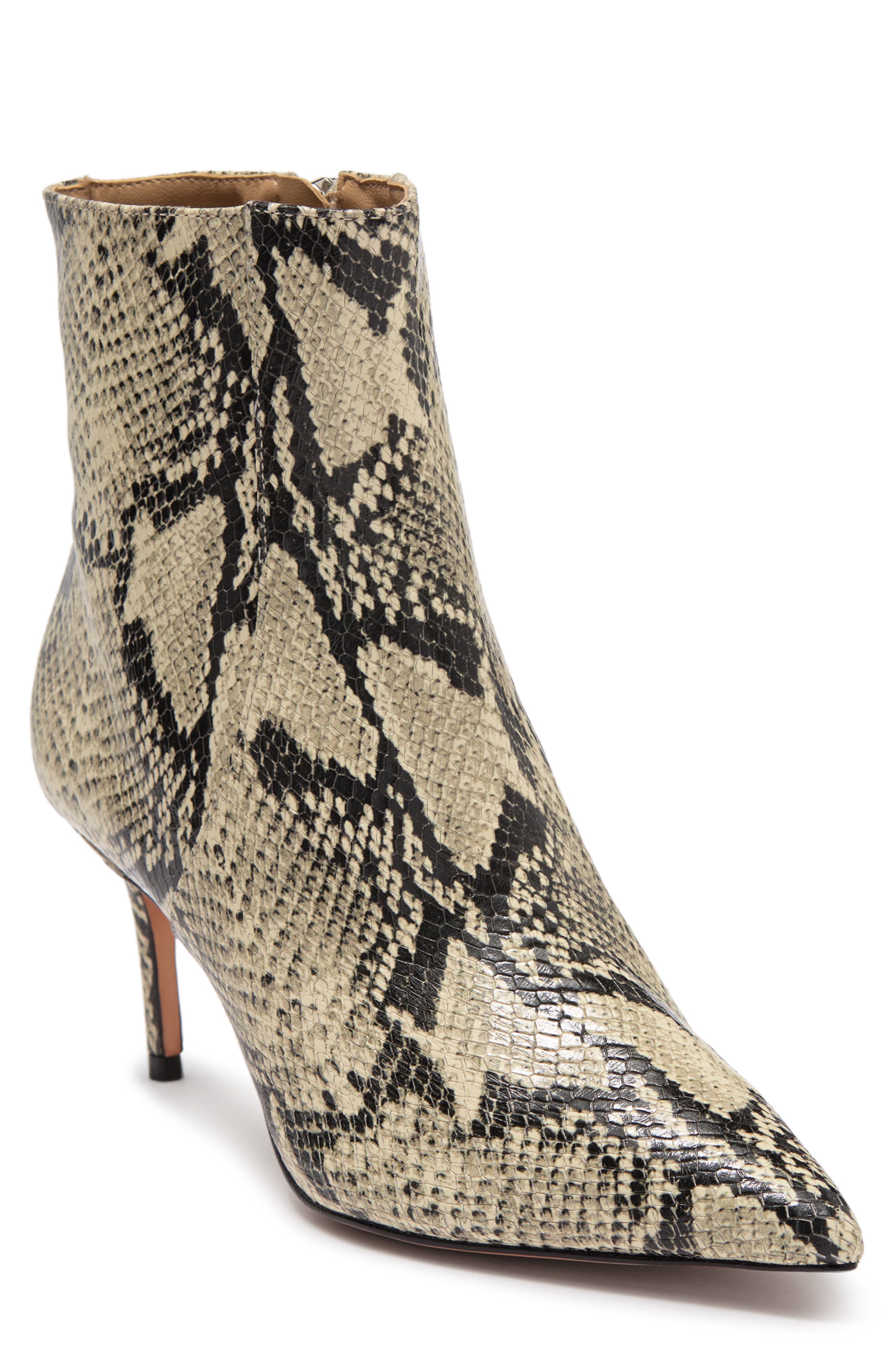 snakeskin flat booties