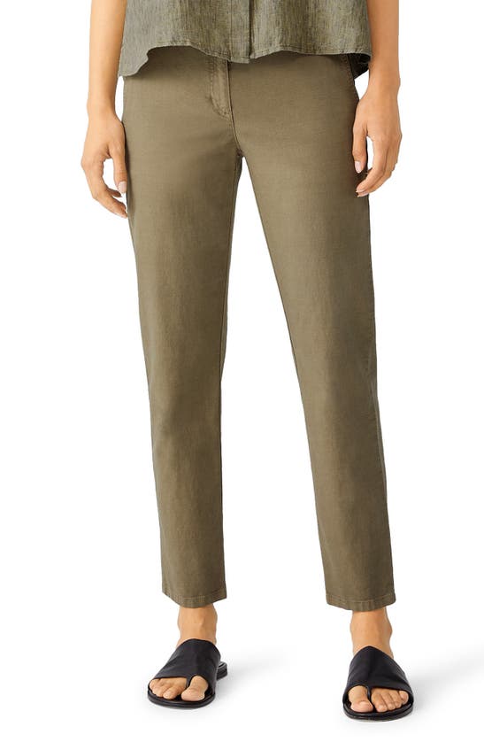 EILEEN FISHER ORGANIC COTTON & HEMP HIGH WAIST TAPERED ANKLE PANTS