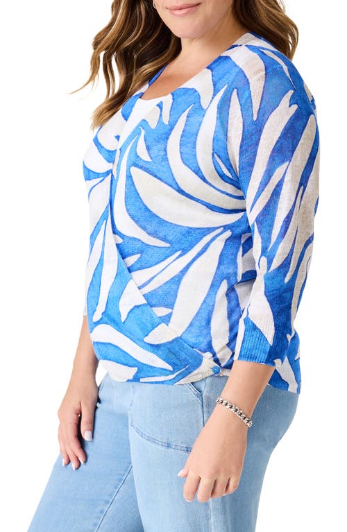Nic + Zoe Nic+zoe Meadow Mix 4-way Linen Blend Convertible Cardigan In Blue Multi