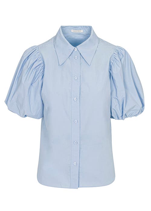 Shop Rebecca Taylor Puff Sleeve Button Down Shirt In French Blue