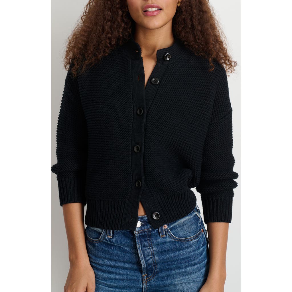 Alex Mill Nico Crewneck Cotton Cardigan In Black