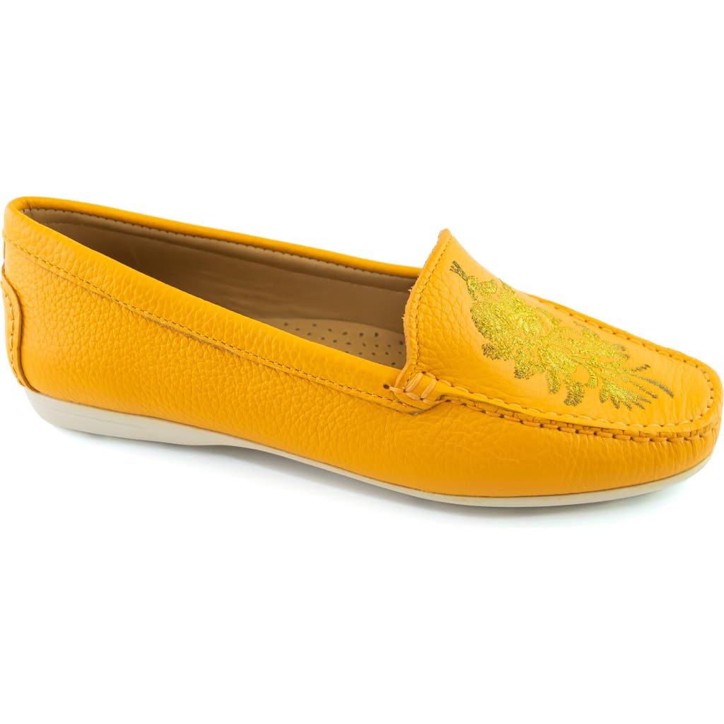 Shop Driver Club Usa Nashville Embroidered Driving Loafer In Cheddar Tumbled/white Sole