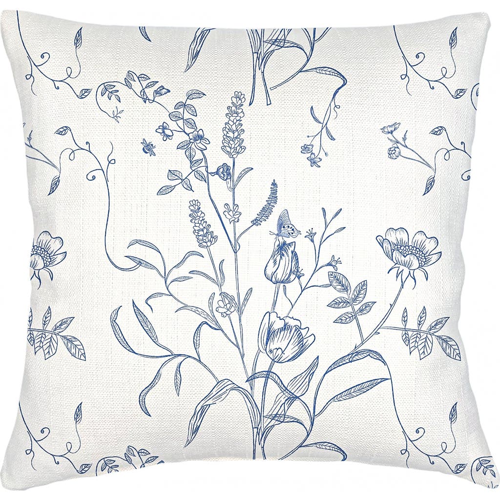 Anaya English Garden Linen Pillow With Down Alternative Insert In Blue