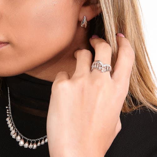 Lucy Quartermaine Wishbone Tear Drop Ring In Sterling Silver