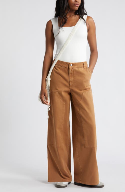 Shop Bp. Mid Rise Wide Leg Twill Carpenter Pants In Tan Thrush