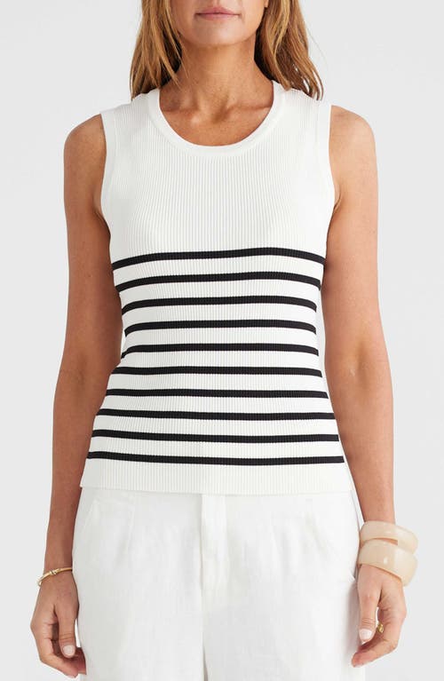 Brave + True Brave+true Amba Stripe Rib Knit Tank Top In White