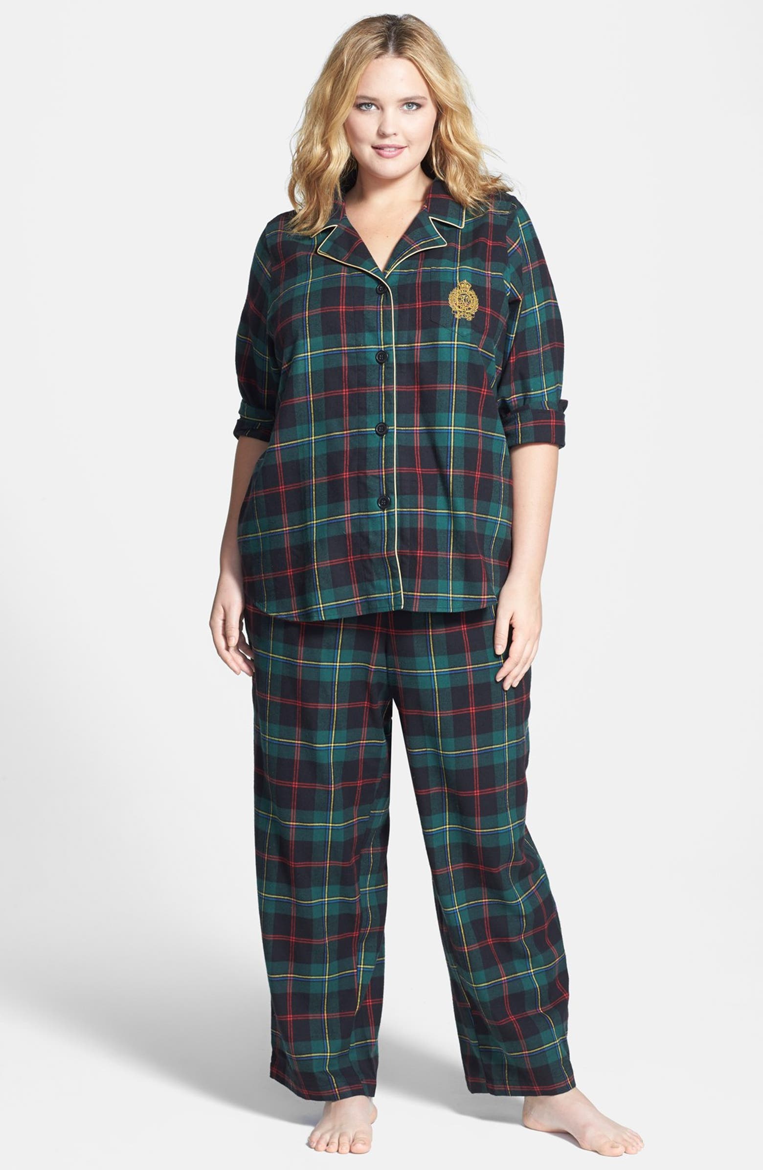Lauren Ralph Lauren Plaid Brushed Twill Pajamas (Plus Size) | Nordstrom