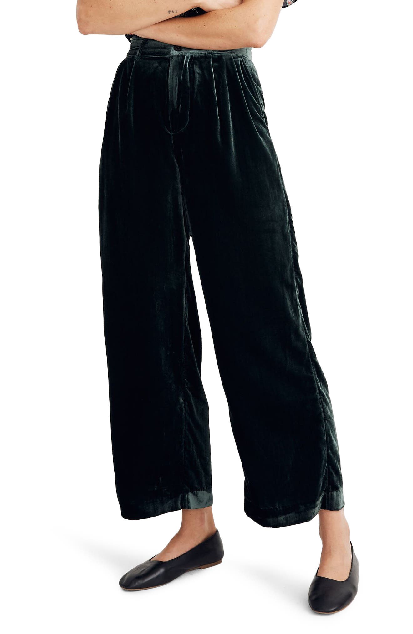 Madewell Pleated Wide Leg Velvet Pants | Nordstrom