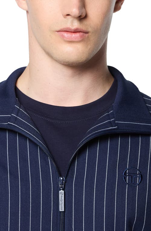 Shop Sergio Tacchini Gessato Pinstripe Stretch Herringbone Track Jacket In Maritime Blue