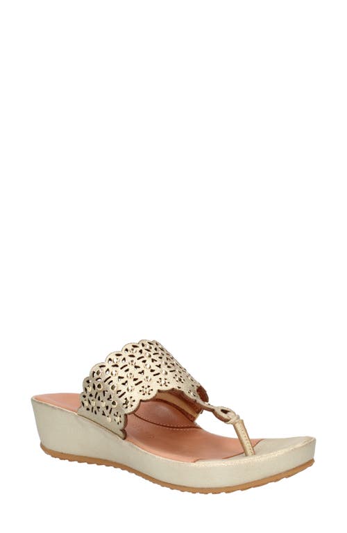 L'Amour des Pieds Chuxley Wedge Flip Flop in Gold