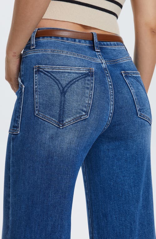 Bayeas Raw Hem High Waist Utility Wide Leg Jeans In Dark Indigo