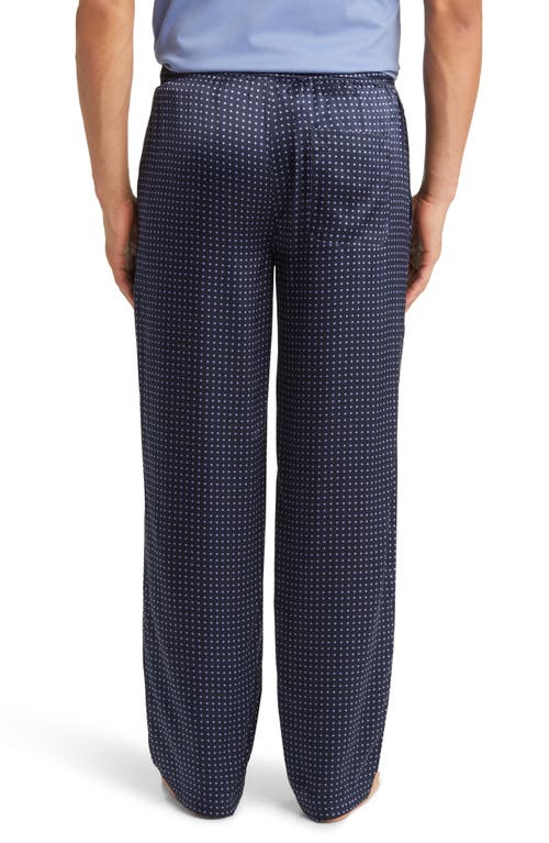 Shop Majestic International Silk Charmeuse Pajama Pants In Navy Dot/navy Piping