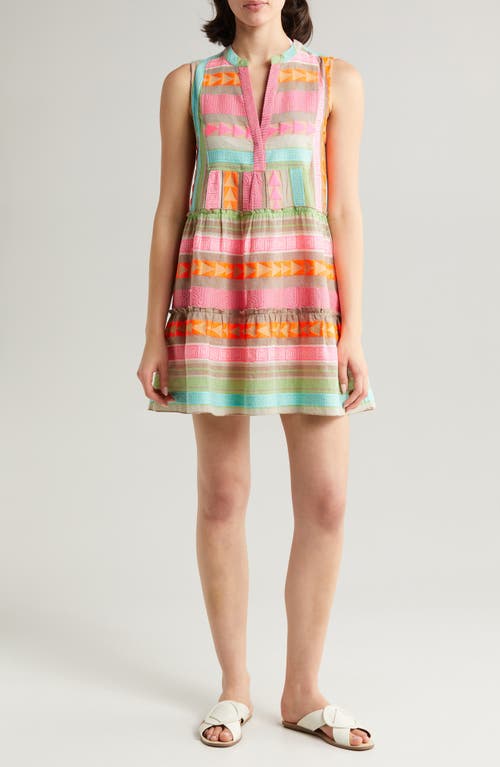 Babydoll Cover-Up Minidress in Neon Multi